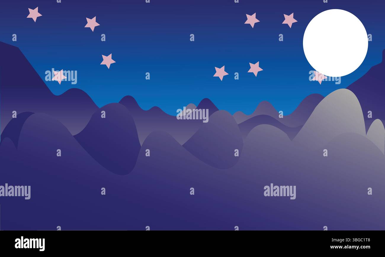 Starry night sky over mountains Stock Vector Images - Alamy