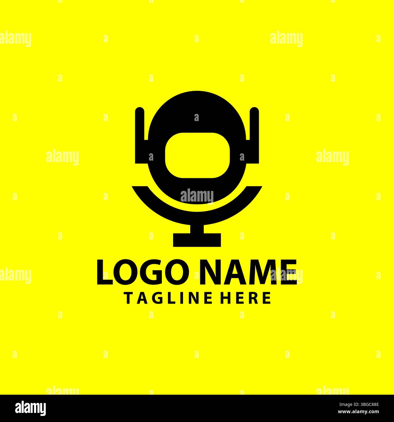 robot podcast logo design vector Stock Vector