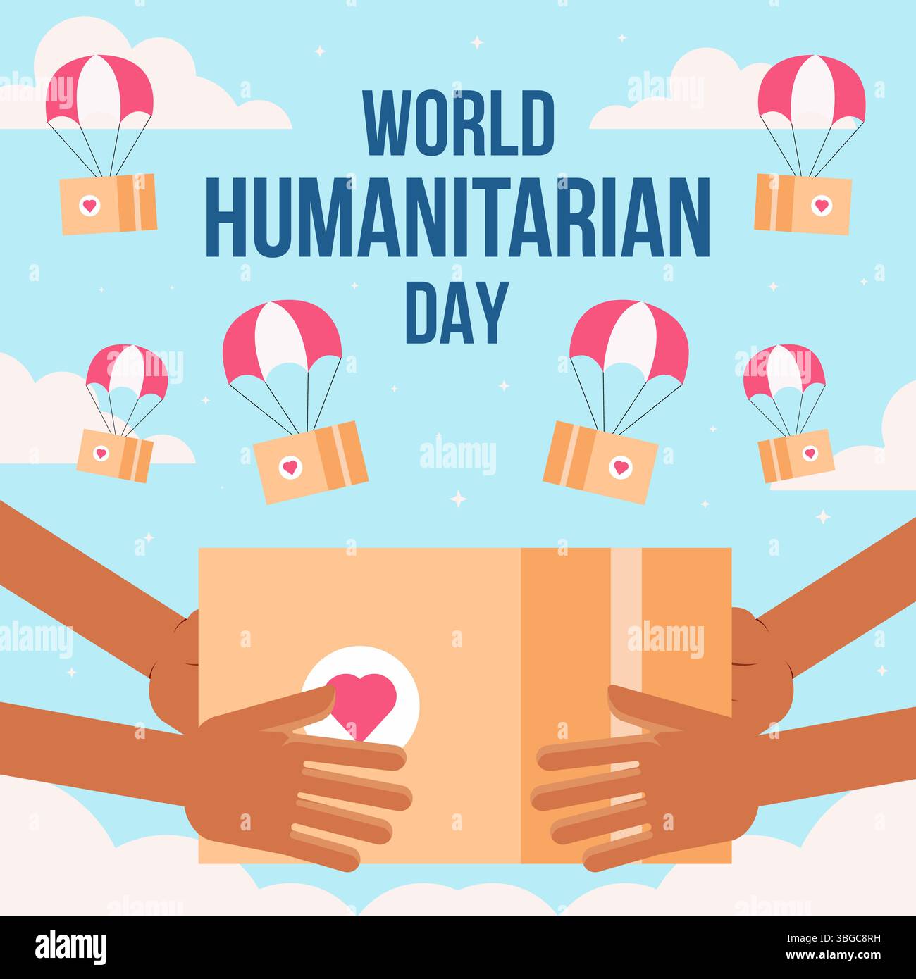 world humanitarian day illustration in flat design Stock Vector
