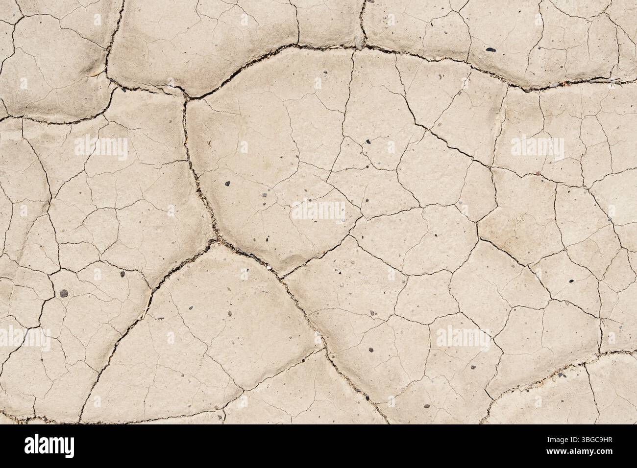 mud cracks formed when a temporary desert lake dried up Stock Photo