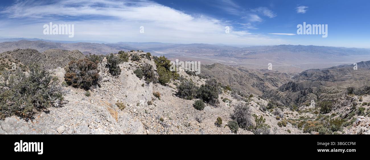 panorama from the summit of Tin Mountain overlooking Death Valley in northern Death Valley National Park Stock Photo