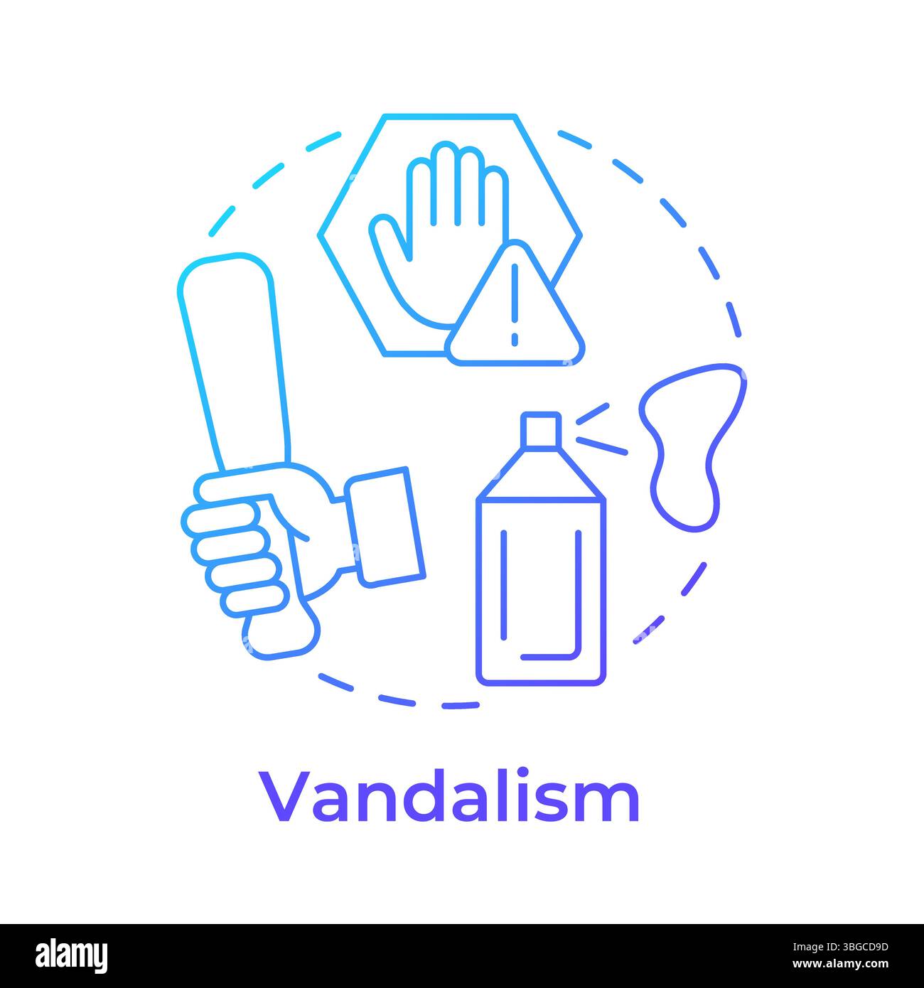 Vandalism blue gradient concept icon Stock Vector