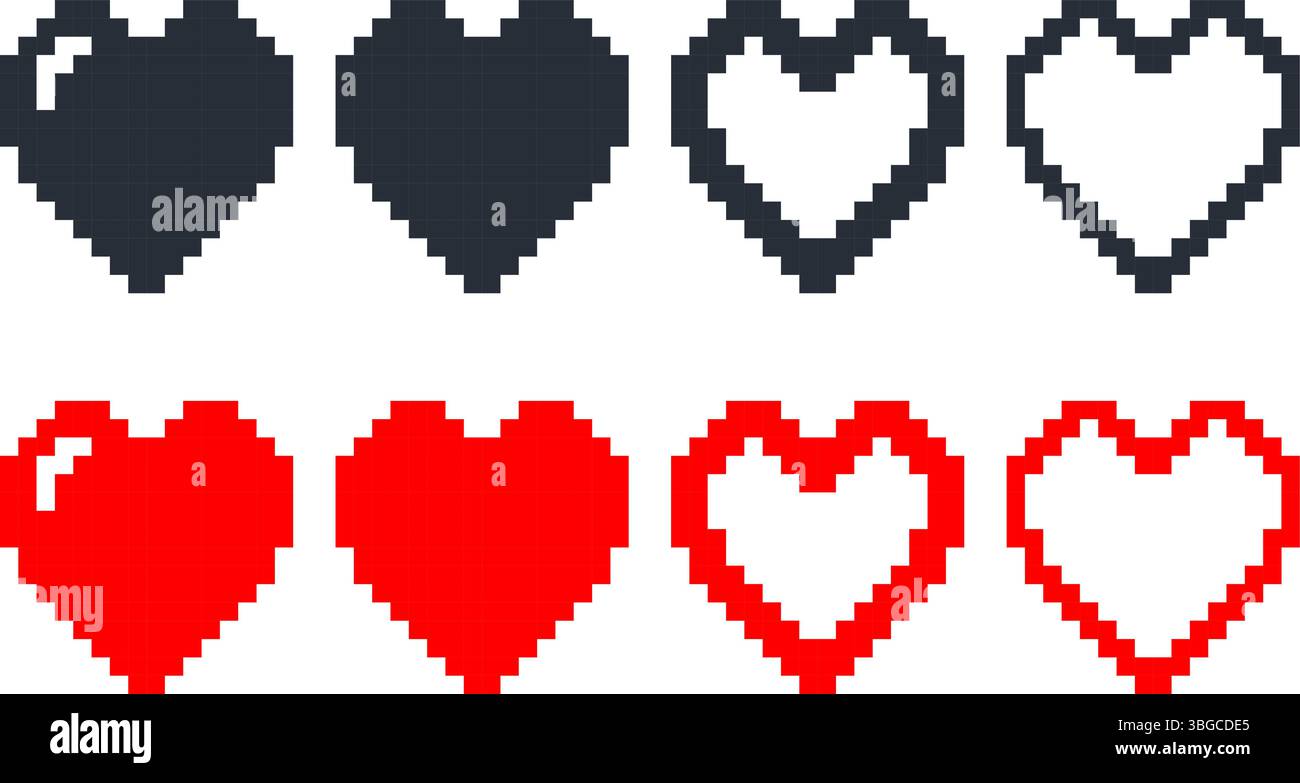 Pixel heart icon. Pixelated symbol of love and Valentines day. 8 bit ...