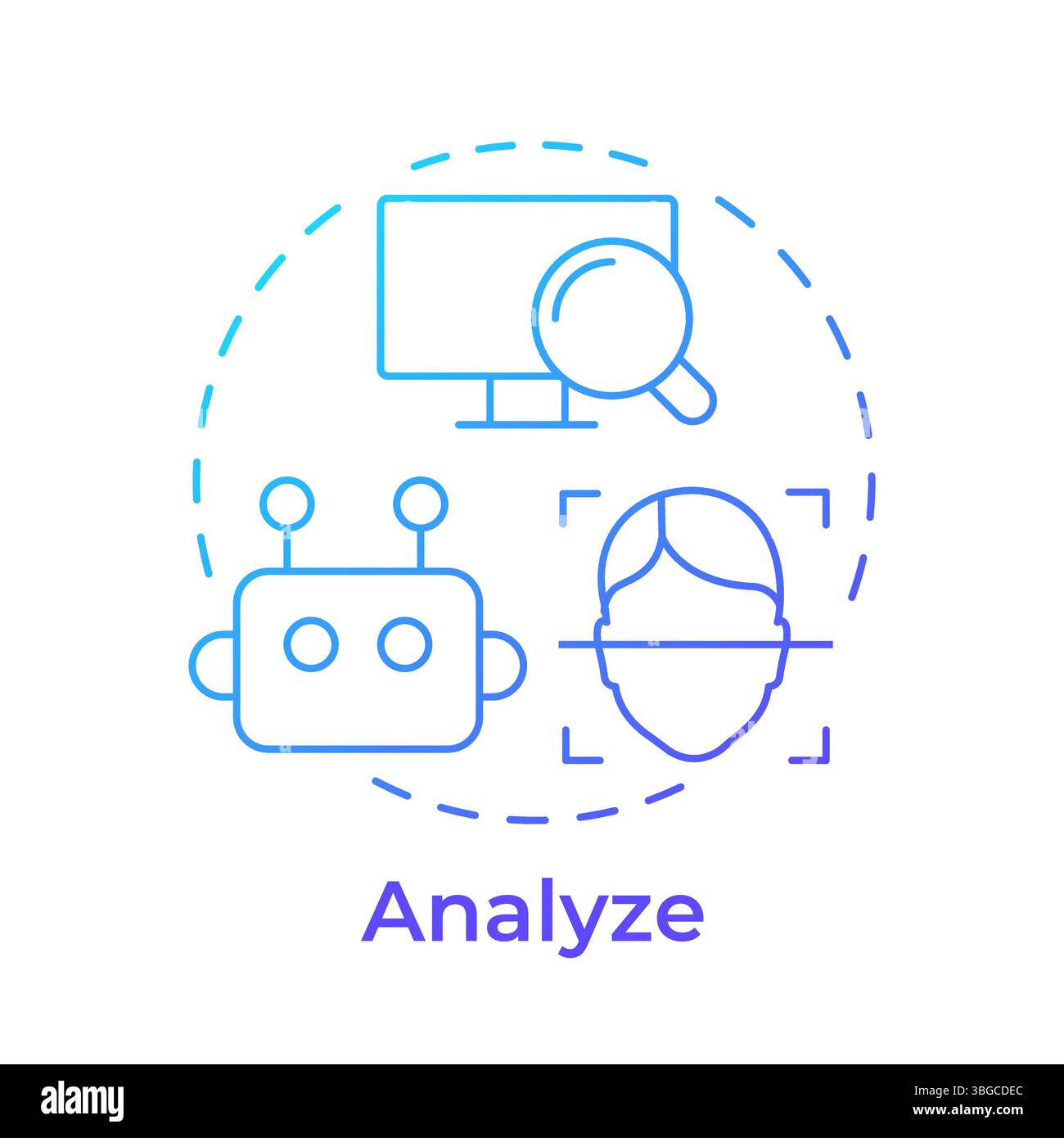 Analyze events blue gradient concept icon Stock Vector