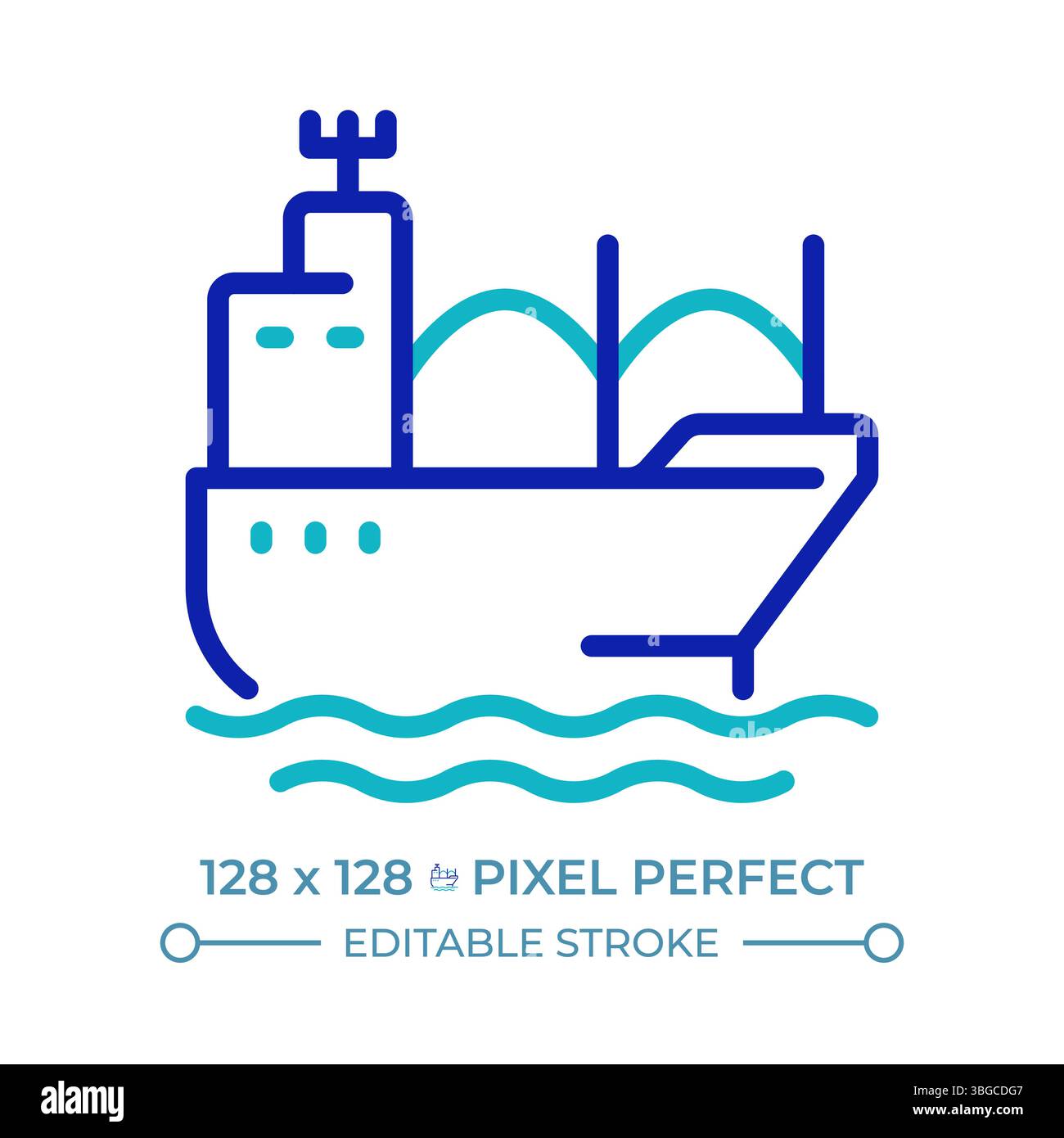 Bulk carrier pixel perfect two color line icon Stock Vector