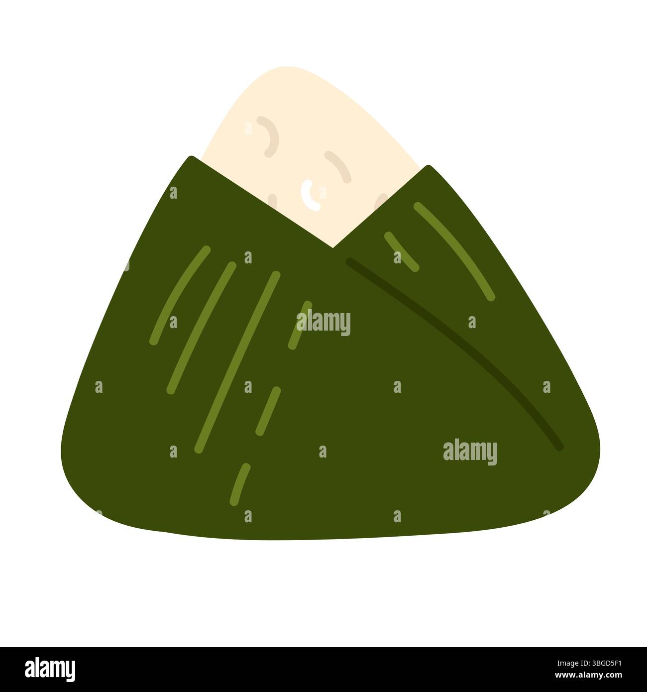 Simple illustration of a green wrapped rice ball with visible filling ...