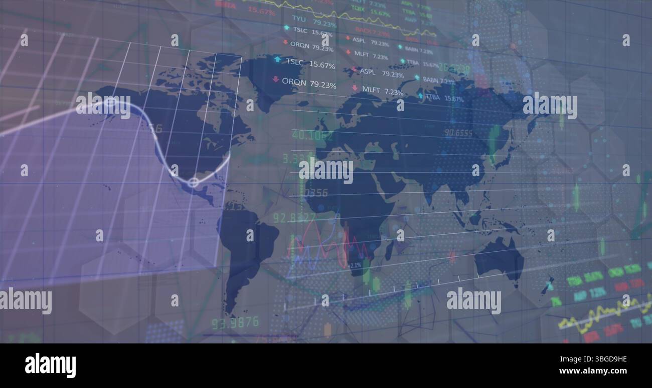 World map data analytics user hi res - Image Of Data Processing Over World Map 3BGD9HE