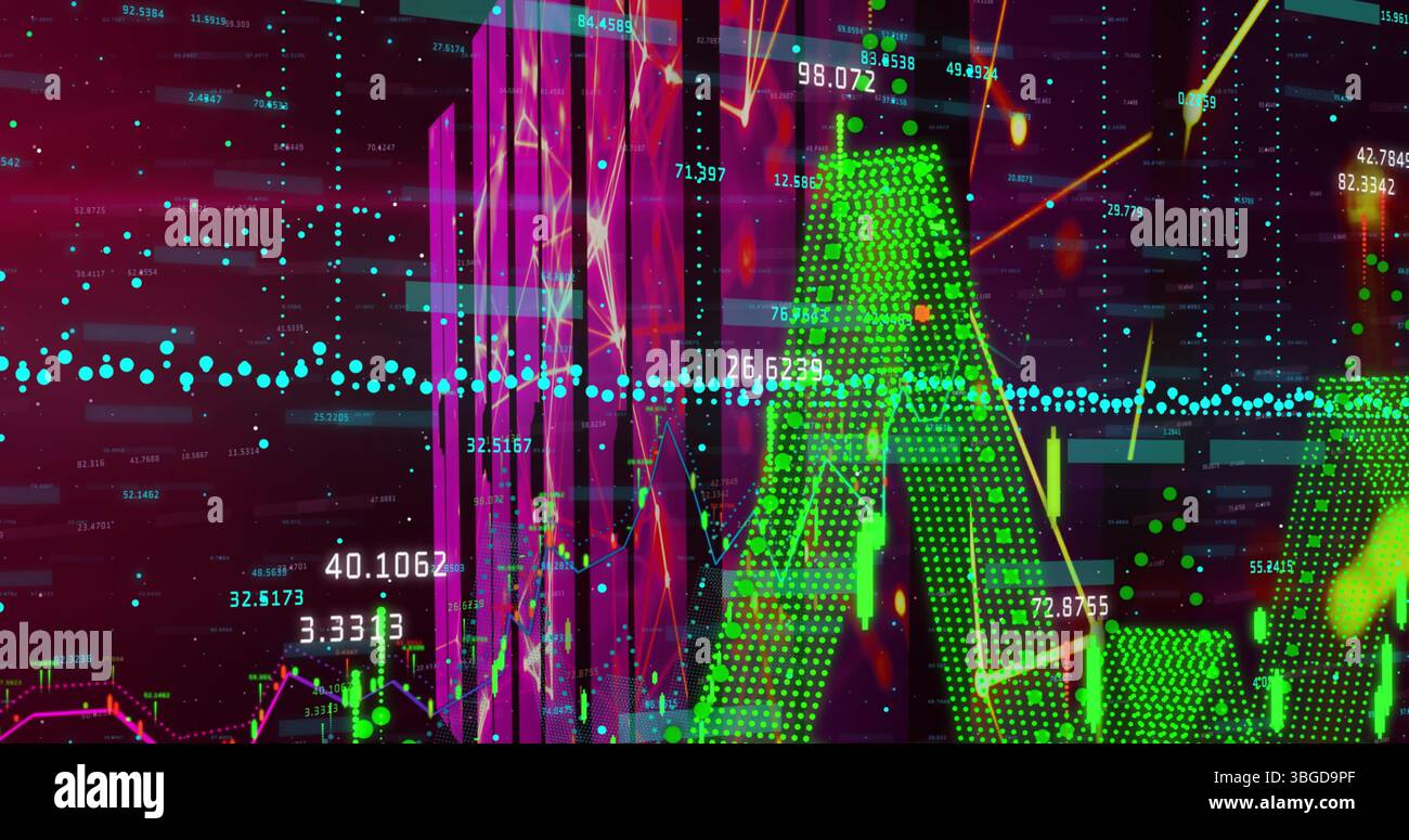 Image of data processing on black background Stock Photo