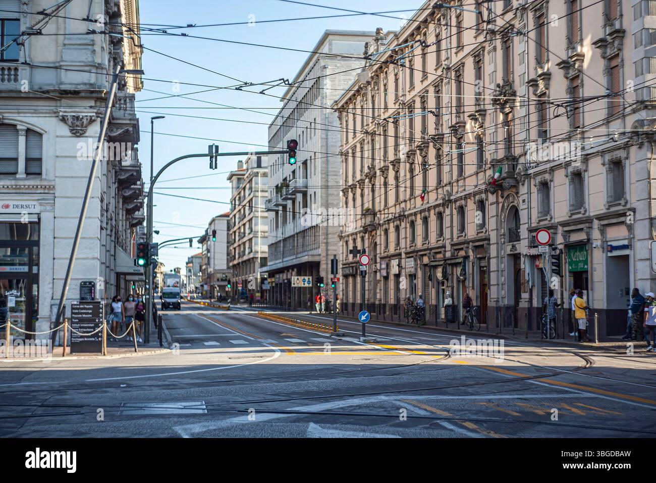 Padova, Italy 1 January 2025: Empty corso garibaldi street with tram ...