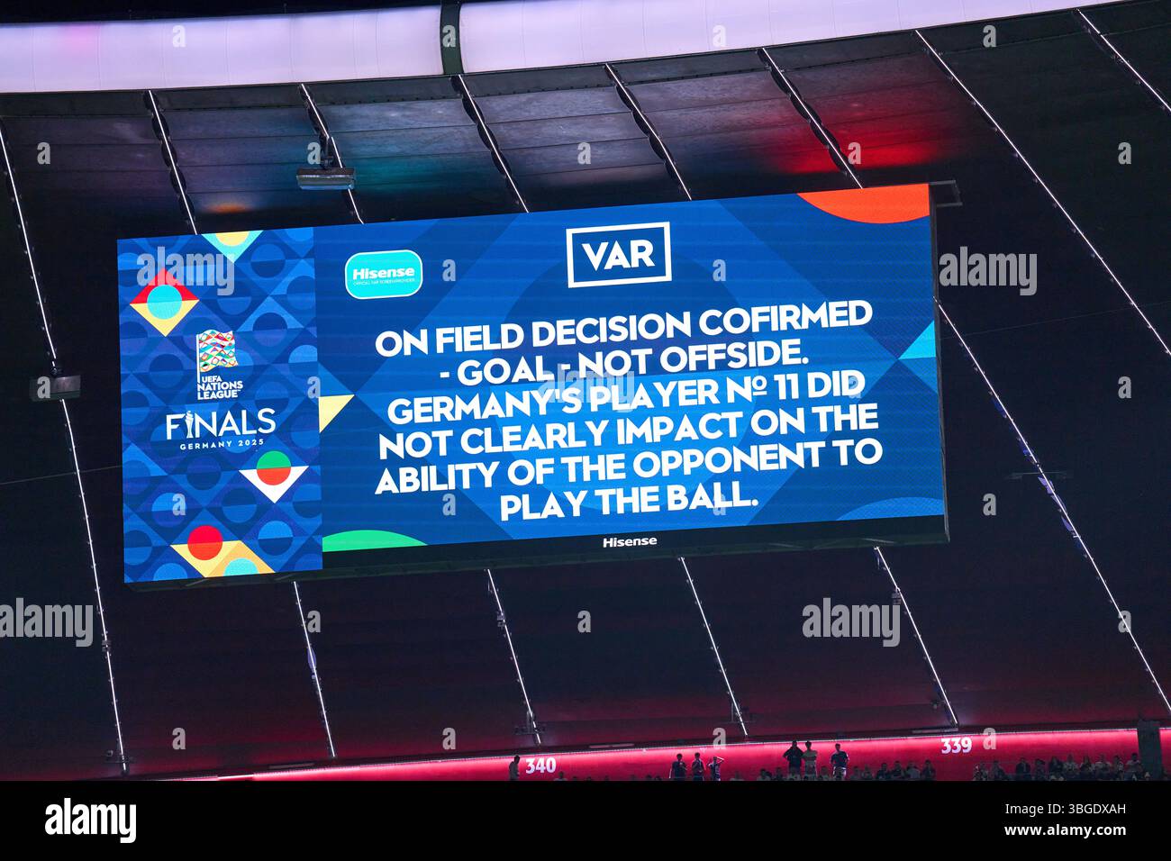 Screenboard with VAR after Florian Wirtz, Nr. 17 DFB goal in the UEFA ...