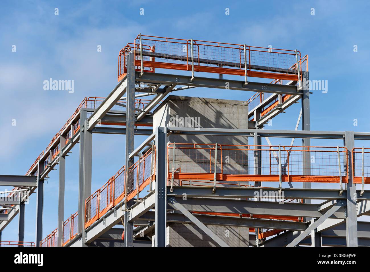 Radcliffe civic hub construction site, steel skeleton frame, edge ...