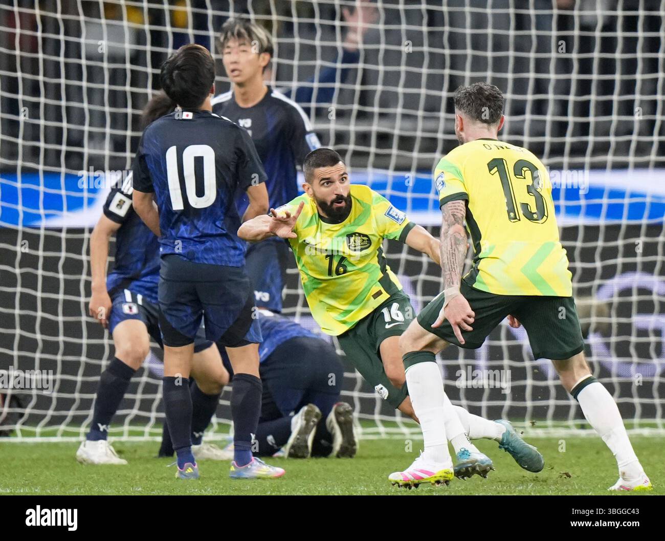 Australia's Aziz Behich (16) reacts after scoring in the second half of ...