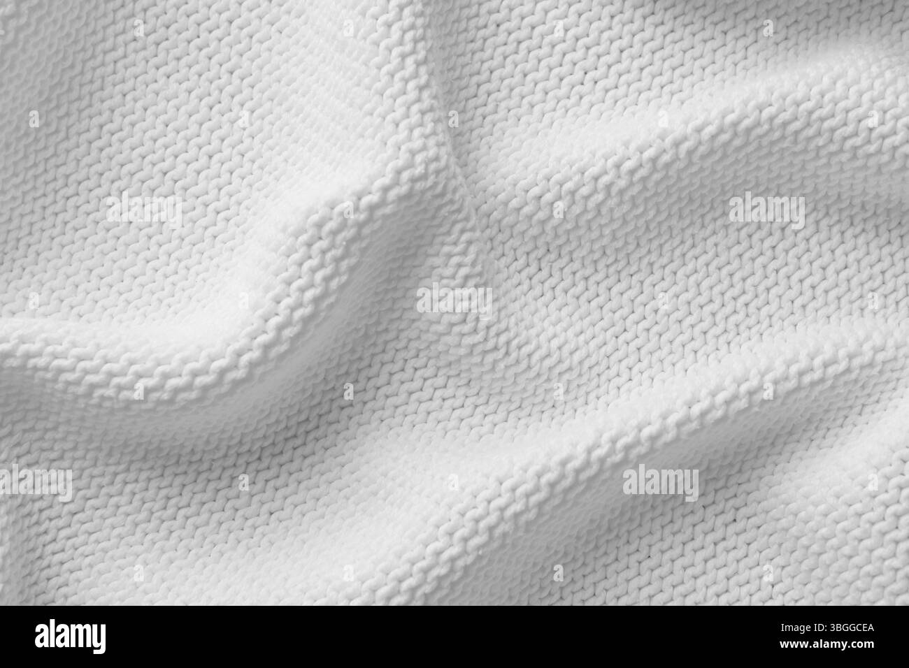 Texture of white knitted fabric as background, top view Stock Photo - Alamy