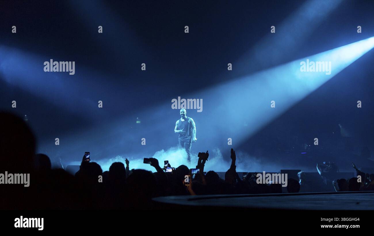 Rapper Drake (Aubrey Drake Graham) live in the Mercedes-Benz Arena in ...