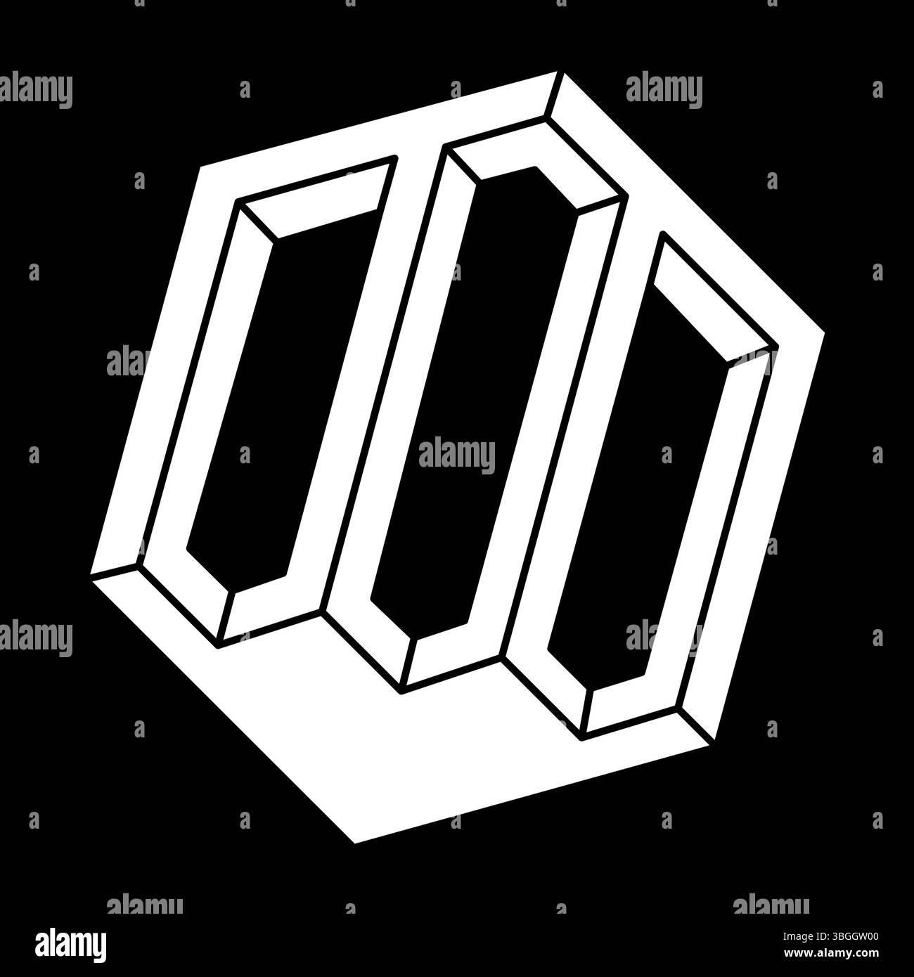 Optical illusion object. Impossible shapes. Web design element. Line design. Escher style.  Stock Vector