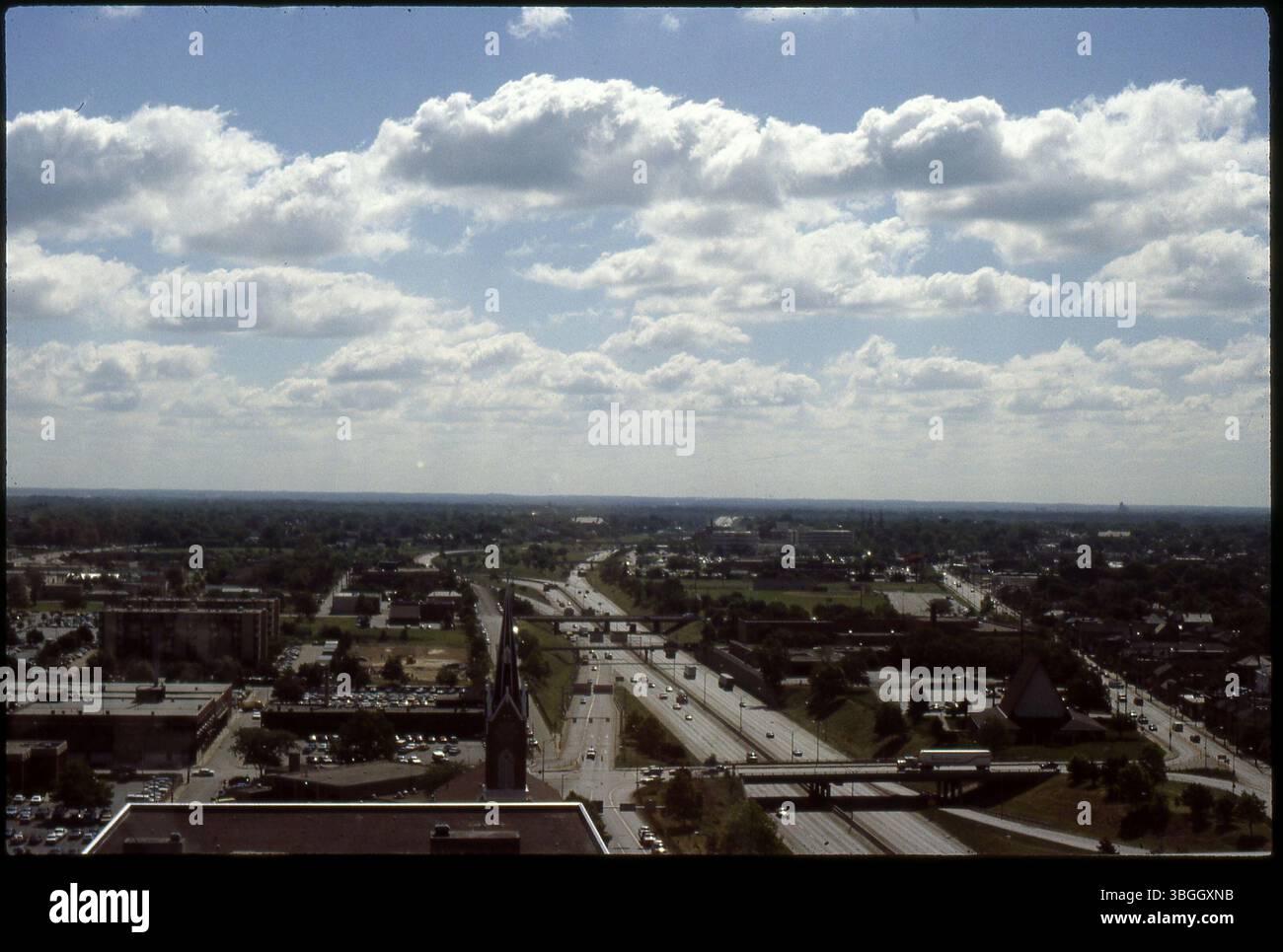 An aerial view of the Interstate 70 / 71 interchange on the southern ...