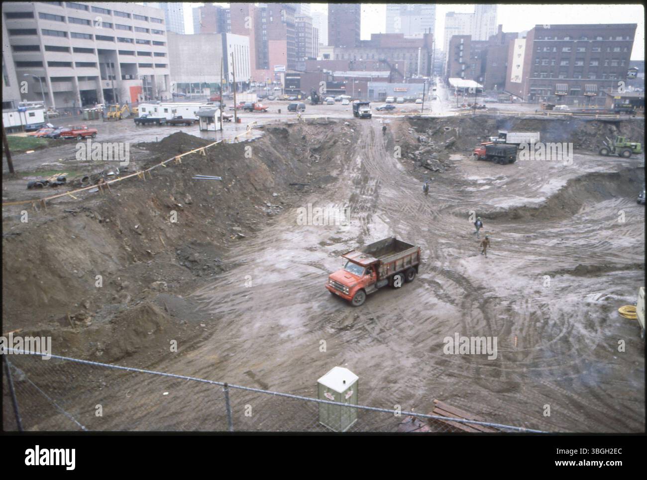 A view of the muddy construction site for the Ohio Bureau of Workers ...