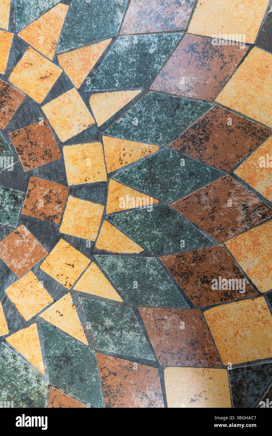 Mosaic Stone Tile Table Top Pattern Background Stock Photo