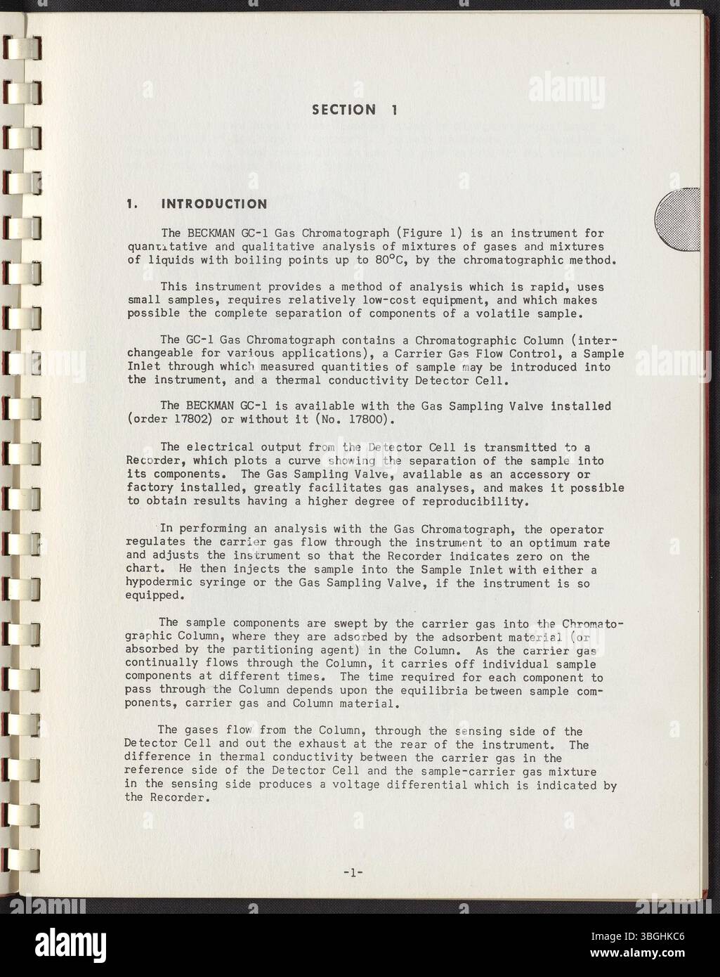 The Beckman GC-1 Gas Chromatograph instruction manual details its ...