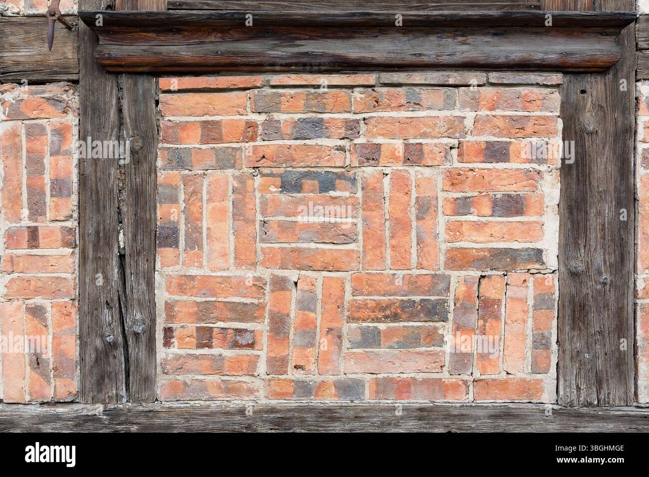 Bricks on a half-timbered house as background Stock Photo