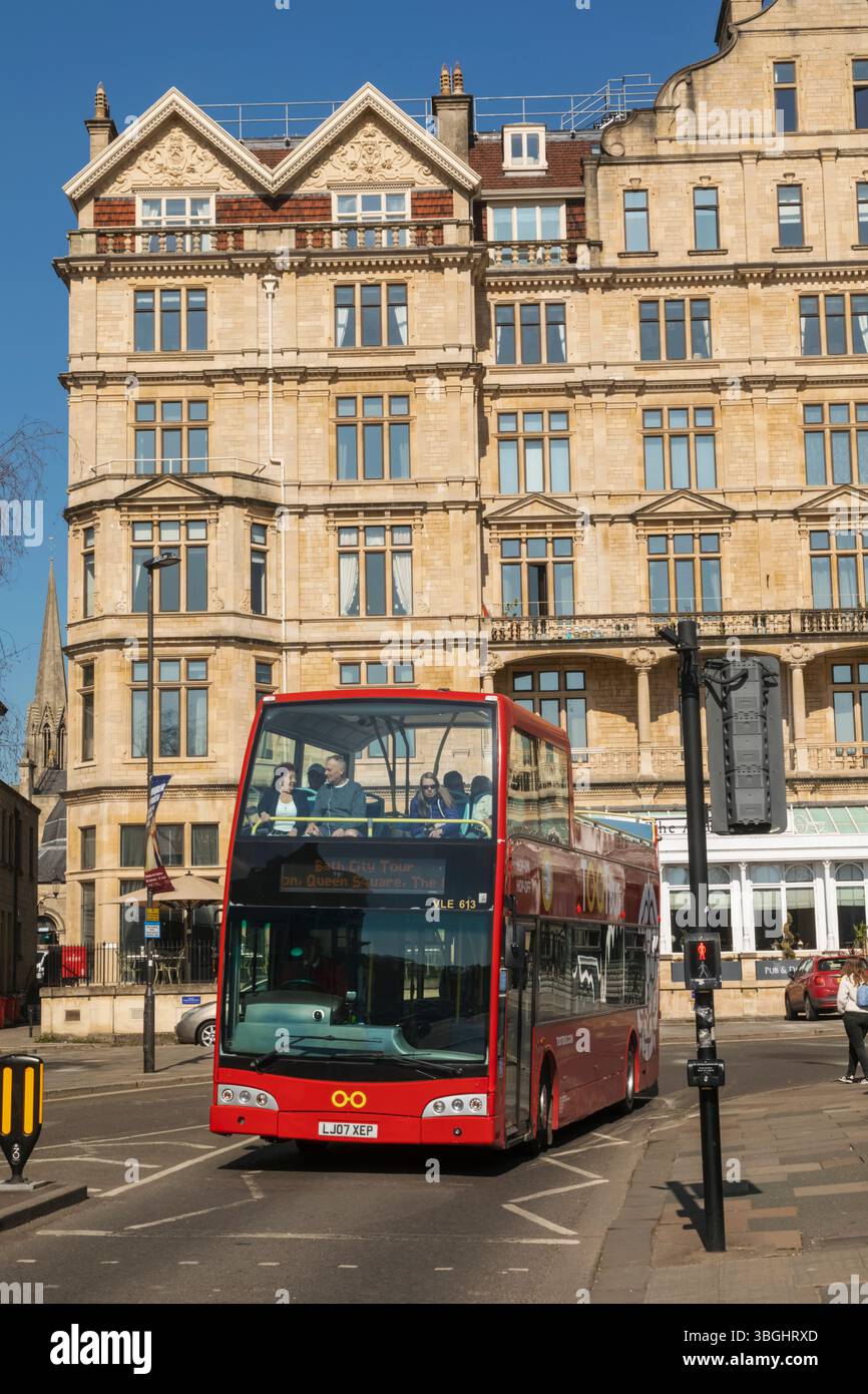 England, Somerset, Bath, Toot Sightseeing Bus Stock Photo