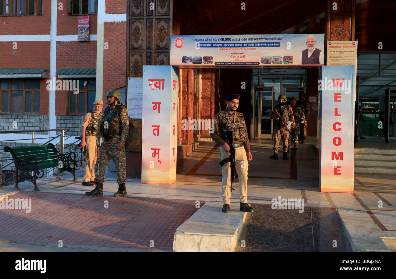Srinagar, Jammu And Kashmir, India. 5th June, 2025. Security personnel ...