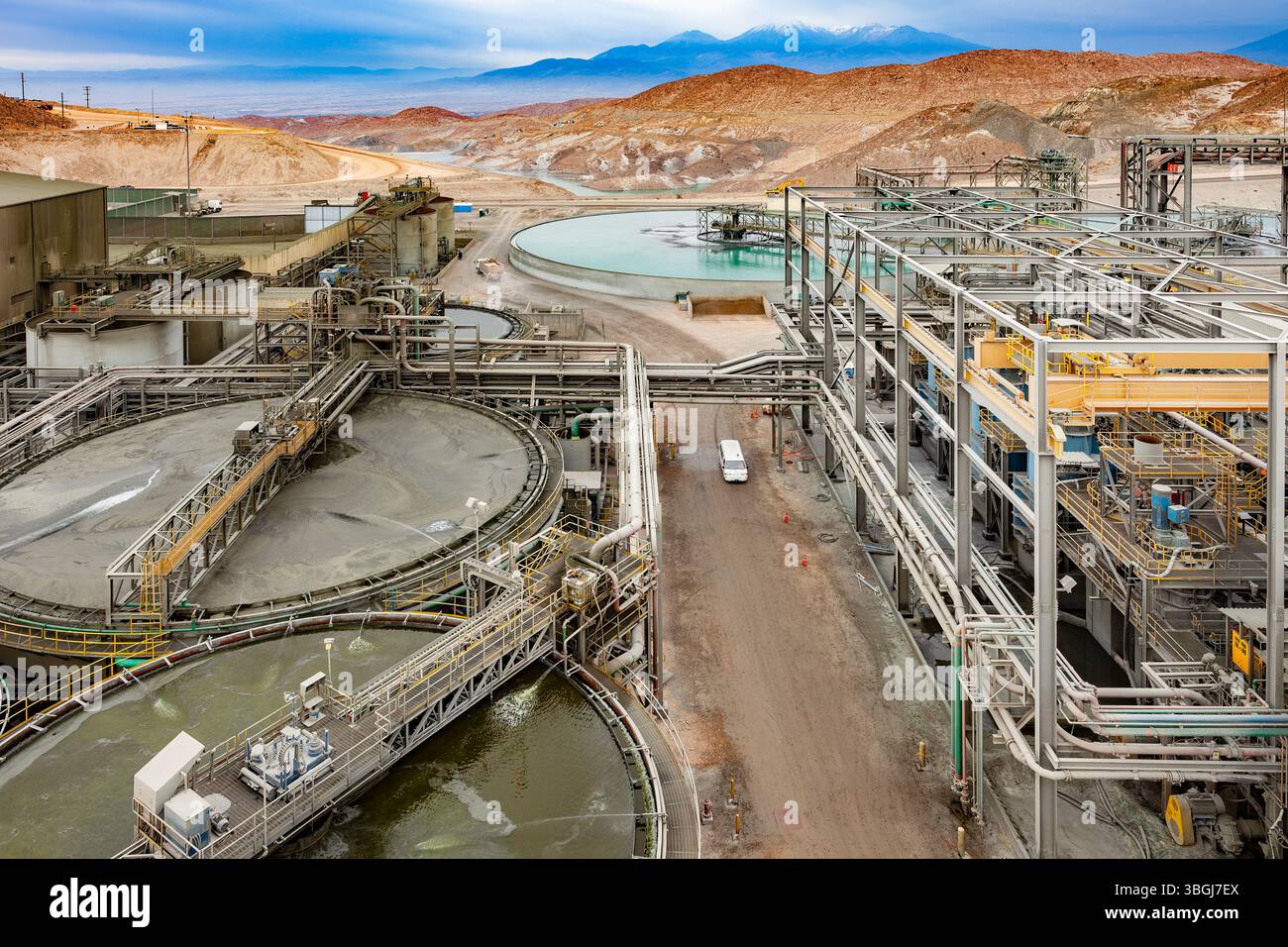 The water treatment facility at a copper mine and processing plant. Stock Photo