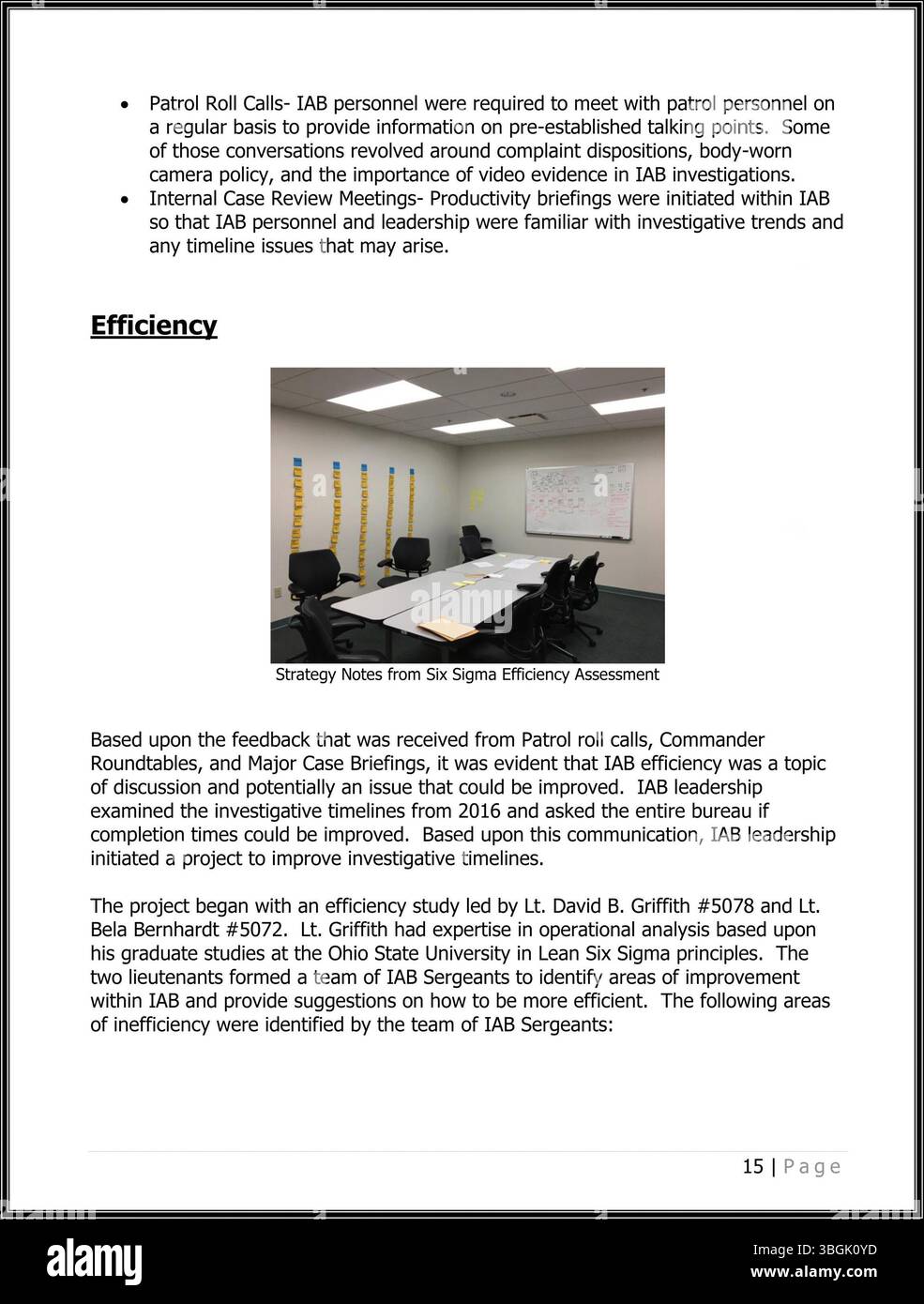 This portion of the 2017 annual report for the Columbus Division of Police Internal Affairs Bureau outlines their mission to investigate allegations of police misconduct thoroughly while upholding the rights and dignity of all individuals involved. Stock Photo