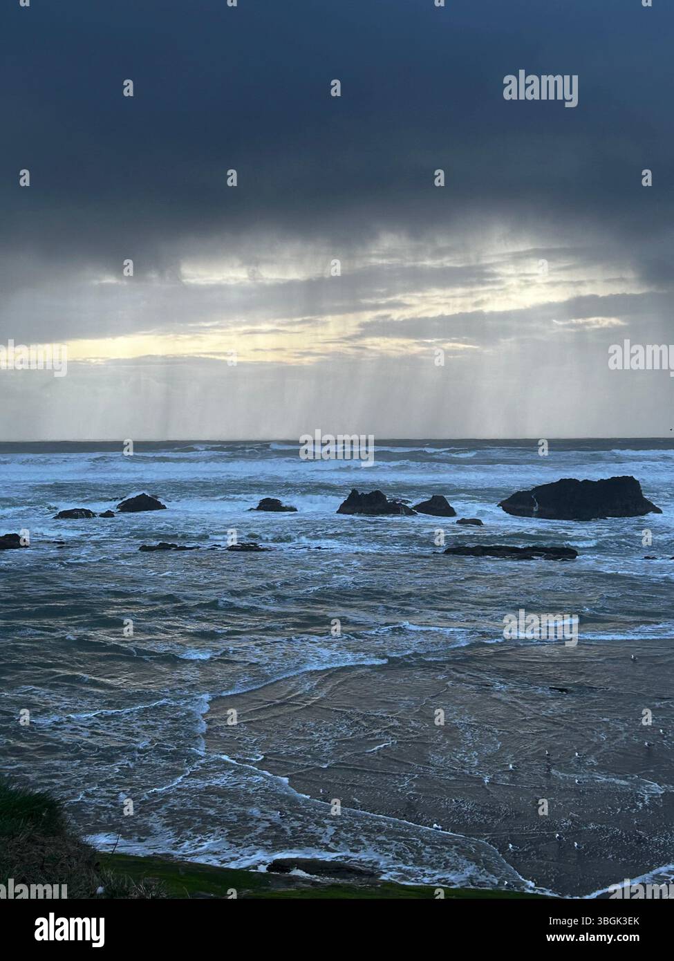 Beginning of a storm on the Oregon coast - Smartphone Captured Stock Image