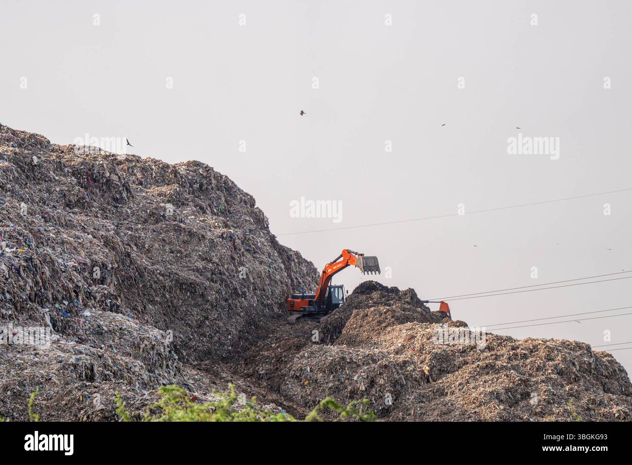 June 4, 2025, New Delhi, India: General view of an excavator in action ...