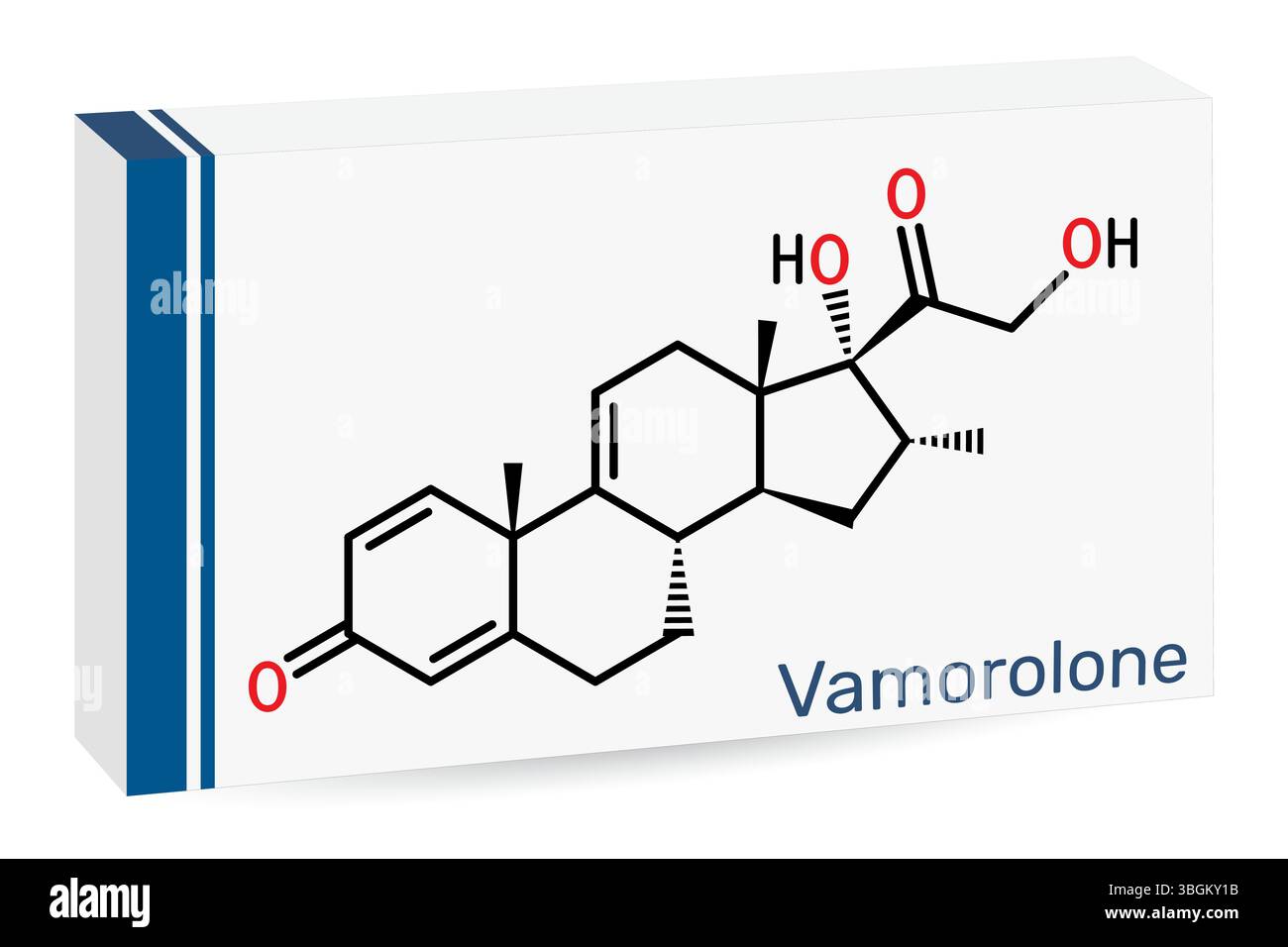 Vamorolone corticosteroid molecule. Synthetic steroid drug, treat ...