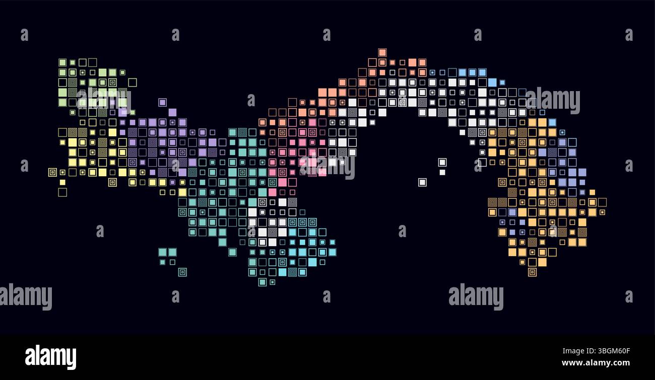 Panama, shape of the country built of colored cells. Digital style map ...