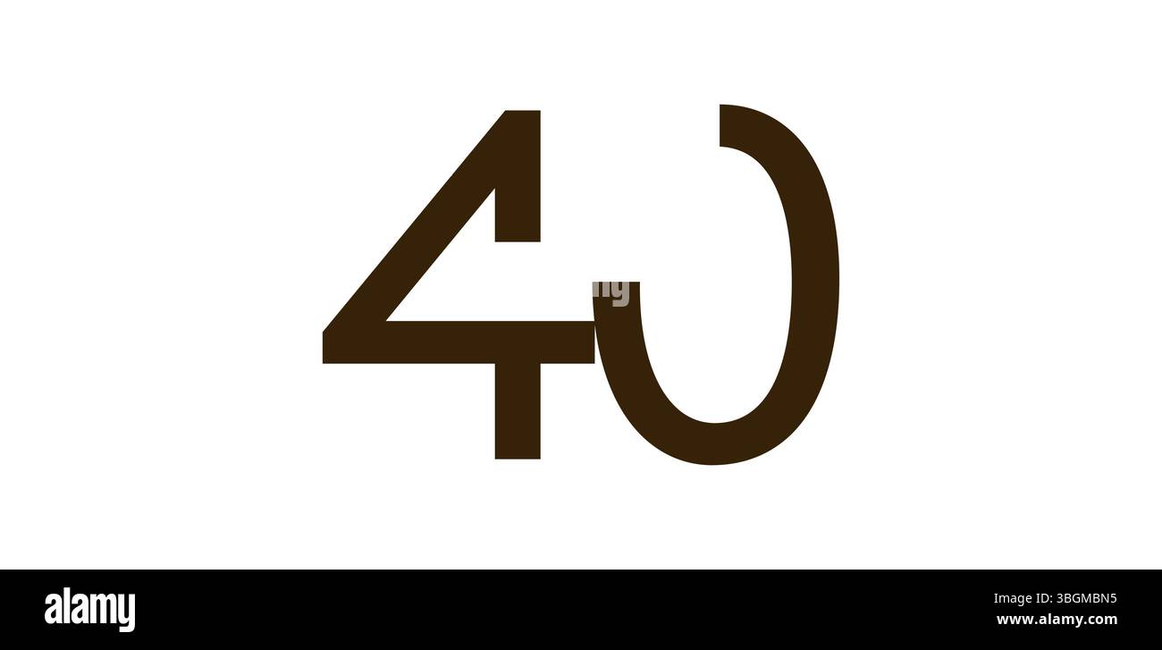 Minimalist Number 40 in Modern Cut-Out Style, Bold Abstract Typeface ...