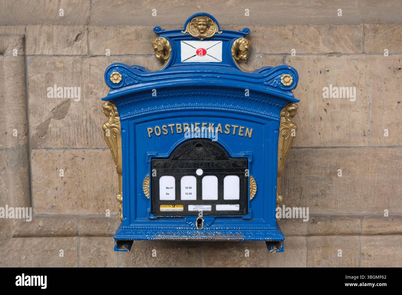 Historic letterbox on Erfurt's town hall, a lovingly preserved detail in the cityscape of the Thuringian state capital Stock Photo