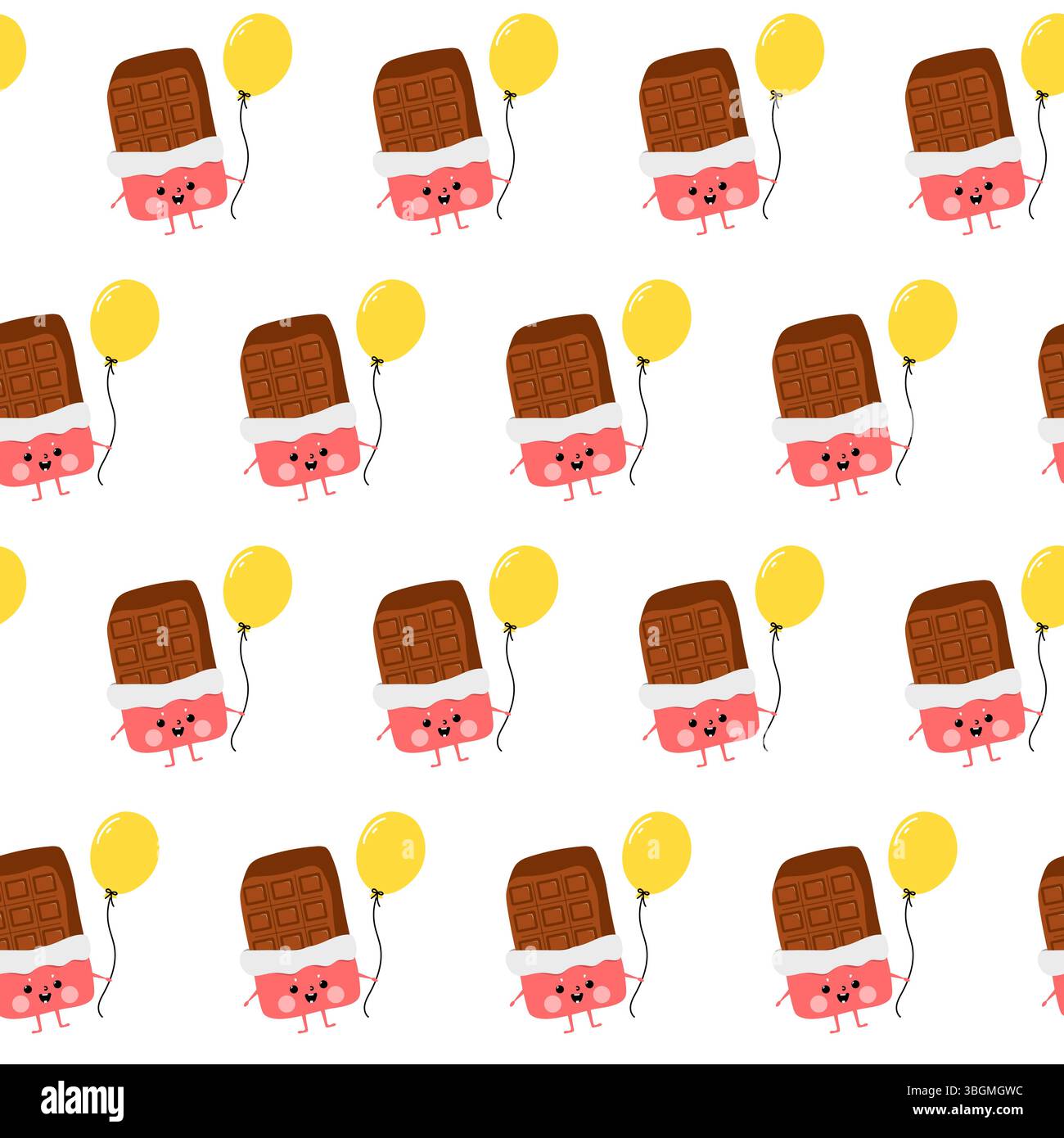 Chocolate character seamless pattern on white background. Stock Vector