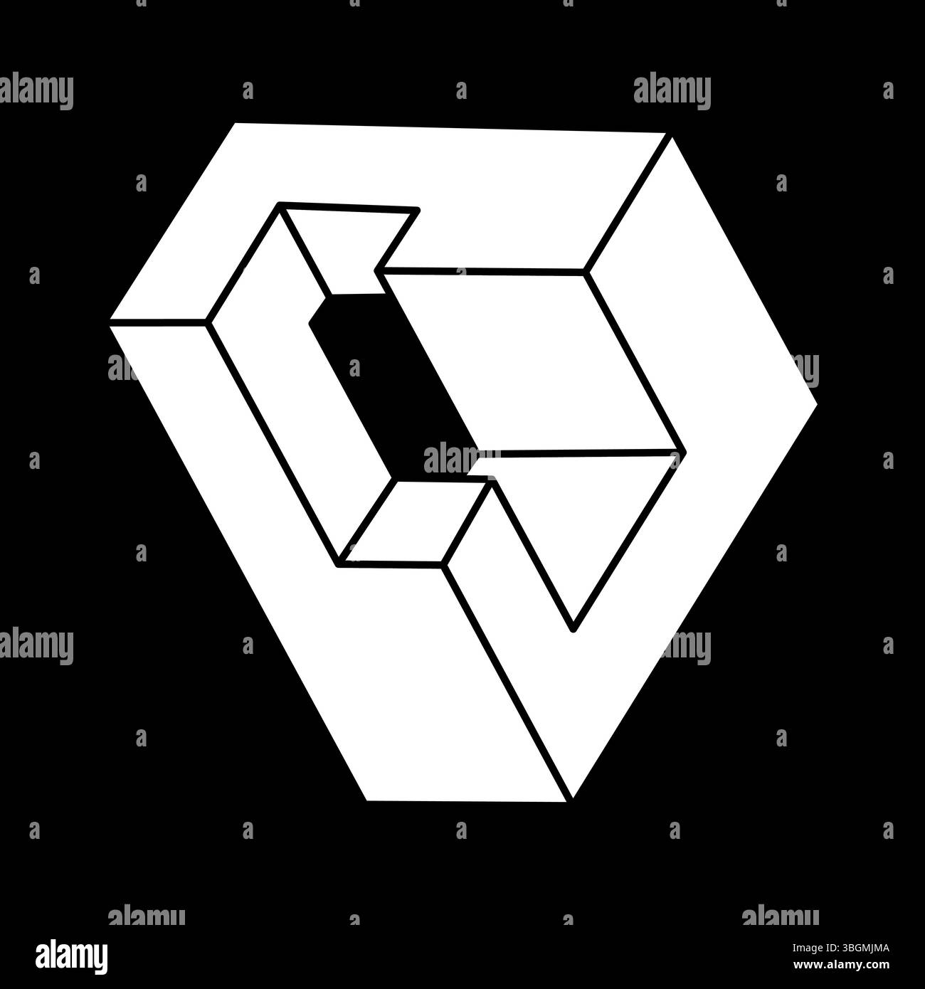 Optical illusion object. Impossible shapes. Web design element. Line design. Escher style. Stock Vector