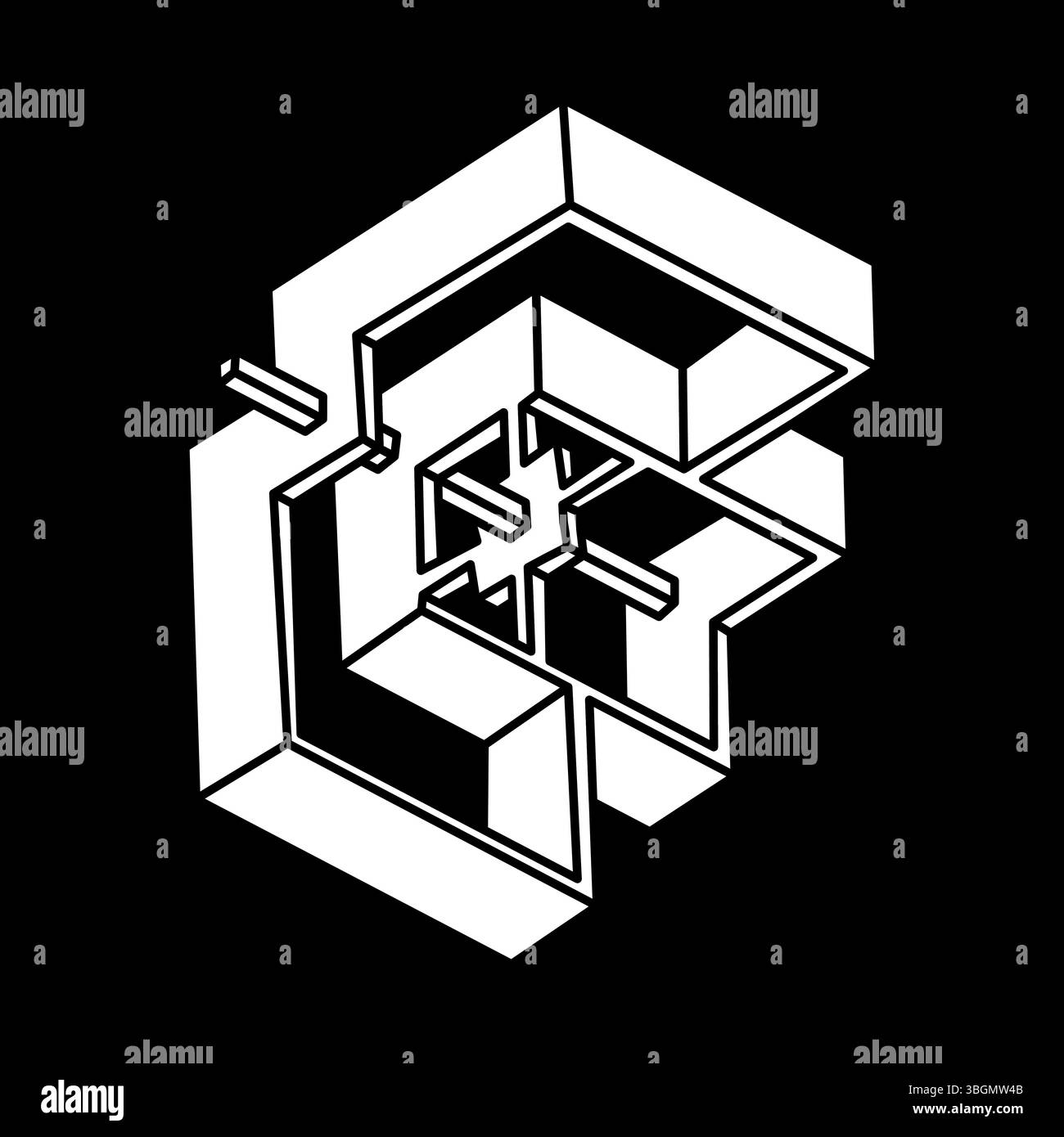 Impossible optical illusion shapes. Optical art object. Impossible ...