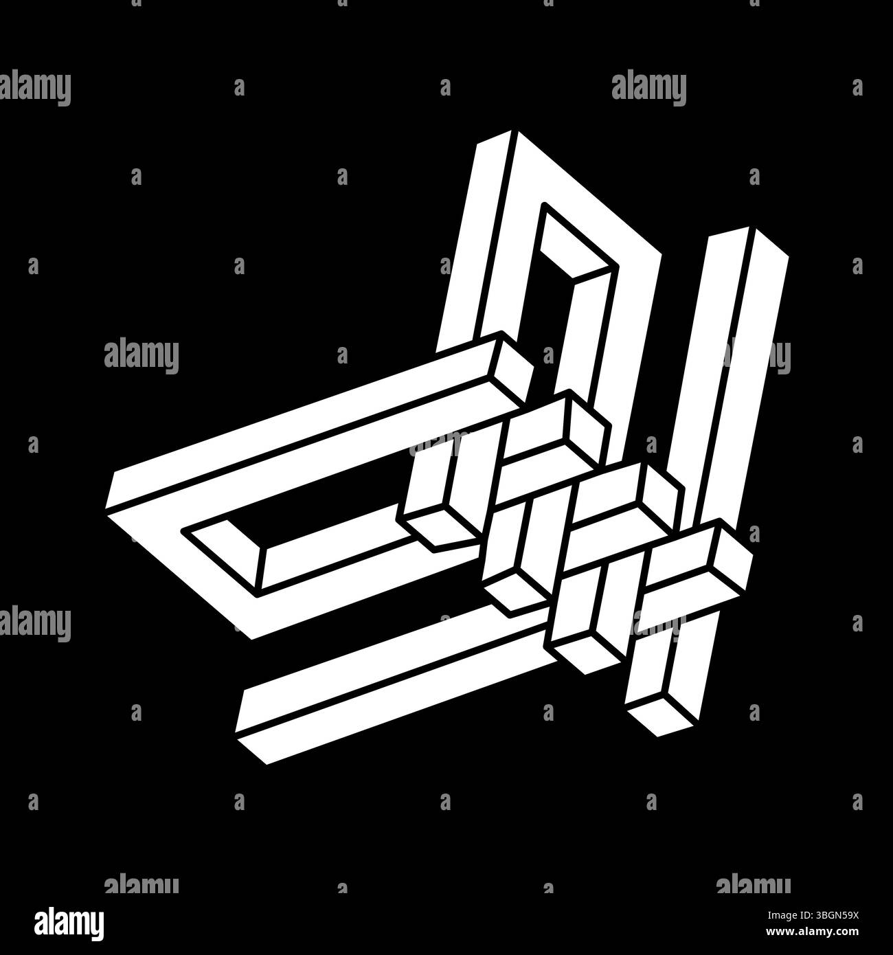 Impossible Object Step By Step Impossible objects. Optical illusion shapes. Optical art figure. Line ...