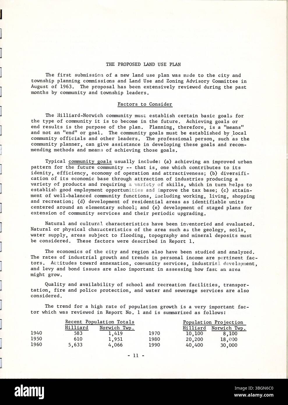 The 1964 Hilliard Land Use and Zoning report outlines proposed zoning ...