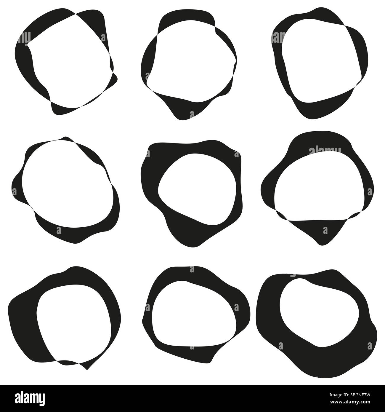 Round ink shapes. Vector blot symbols. Abstract circle spots. Graphic ...