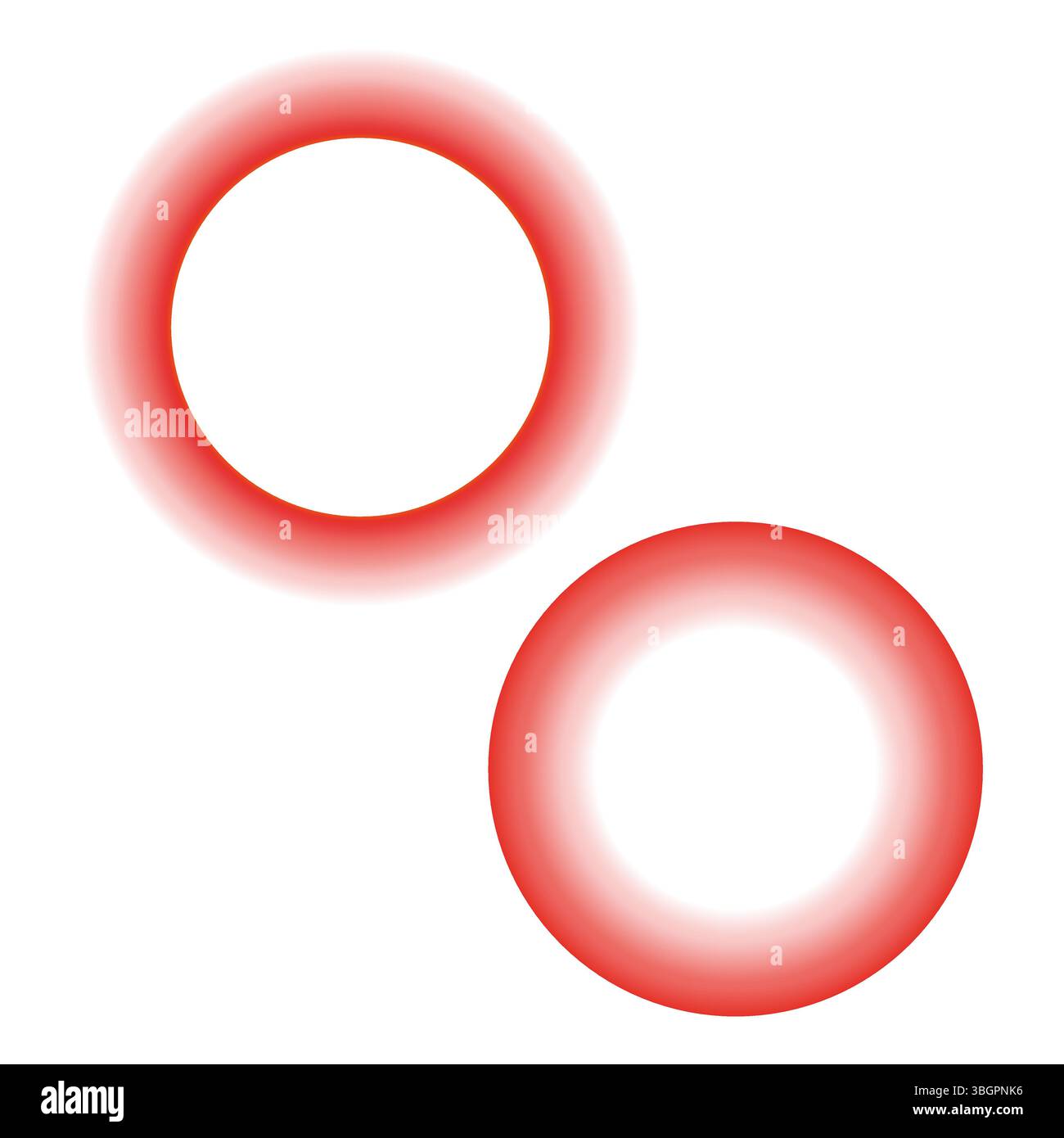 Glowing red circles. Soft shadow rings. Round light effect. Vector abstract symbol. Stock Vector