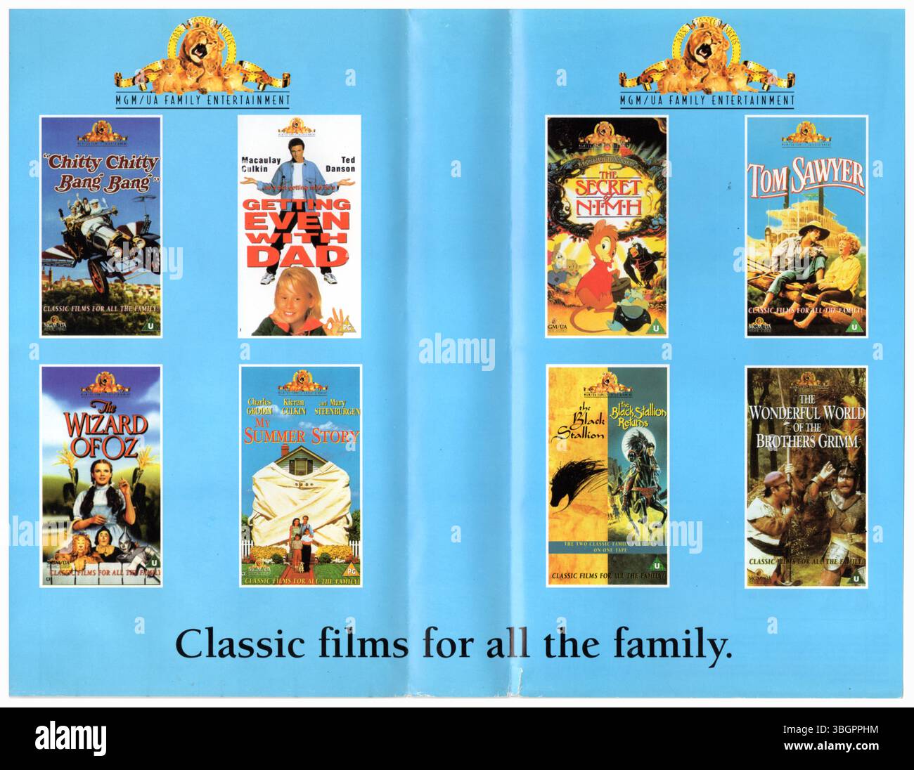 MGM/ UA classic films for all the family video VHS catalog in the VHS