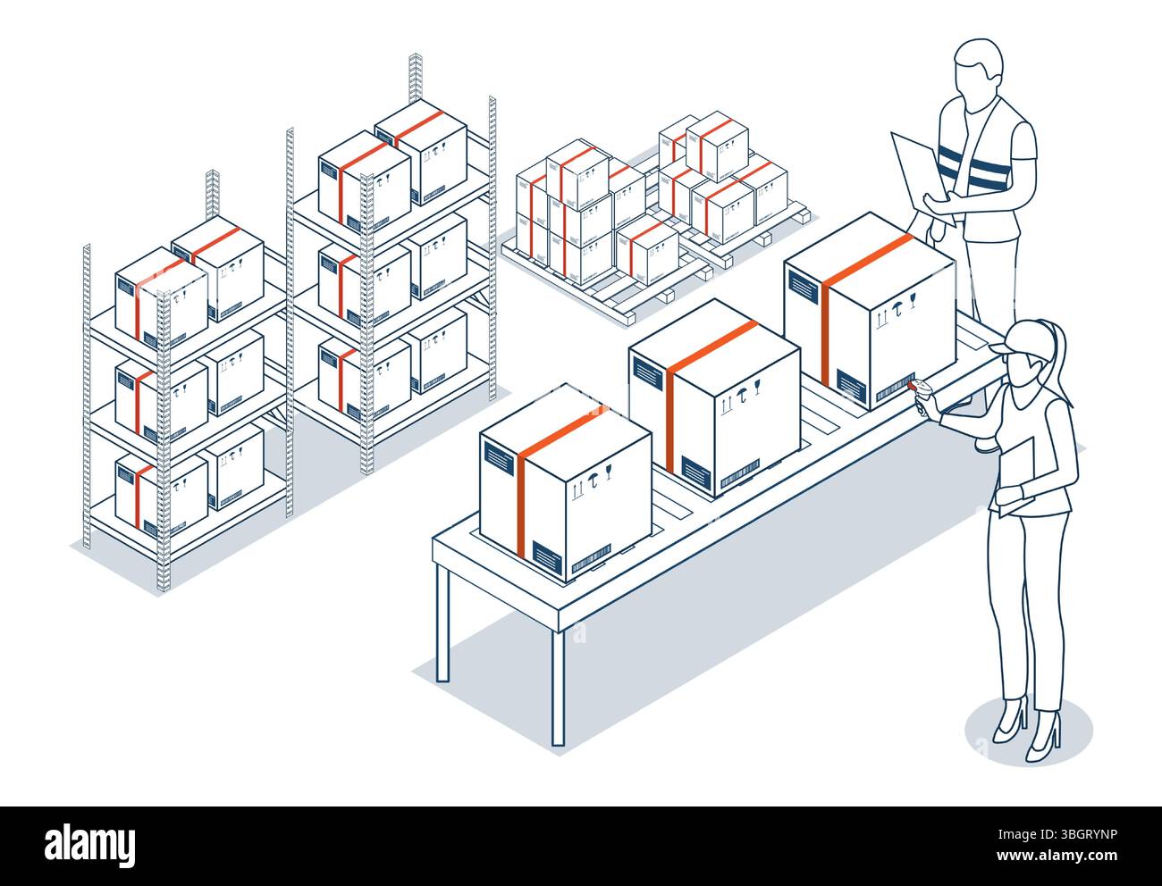 Employee scanning box label Stock Vector Images - Alamy