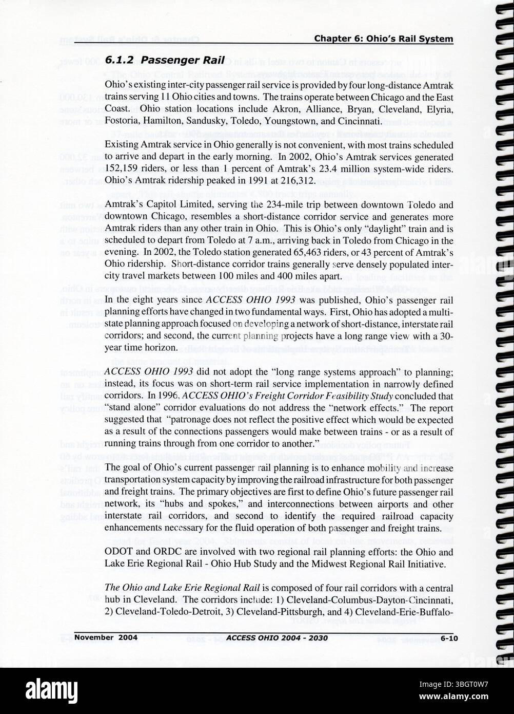 The Access Ohio 20042030 transportation plan presents a comprehensive