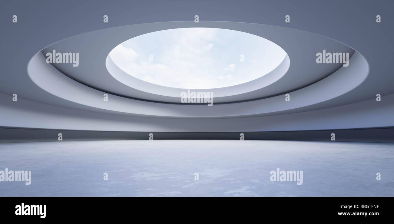 Modern Minimalist Interior with Circular Skylight Stock Photo - Alamy