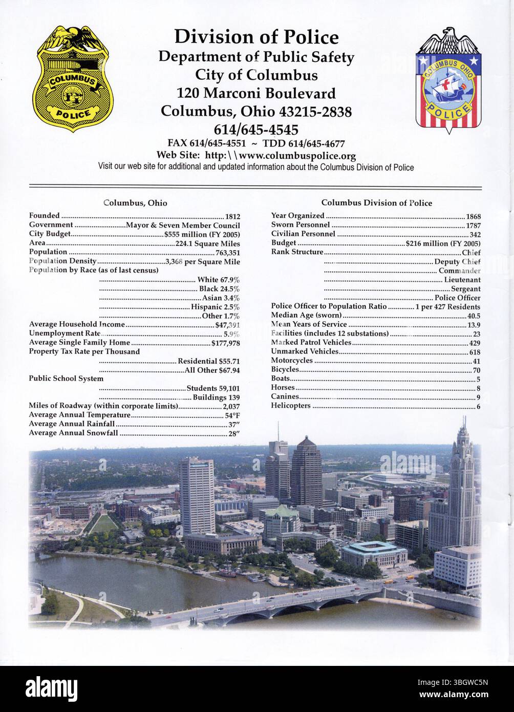 This section of the 2005 Columbus Division of Police report presents ...