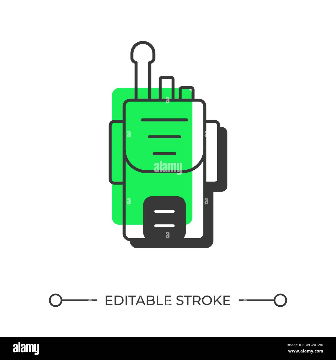 Portable radio station offset shadow line icon Stock Vector