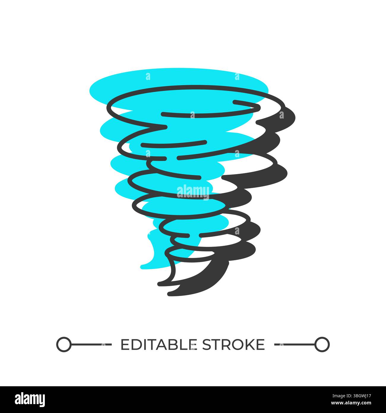 Tornado offset shadow line icon Stock Vector
