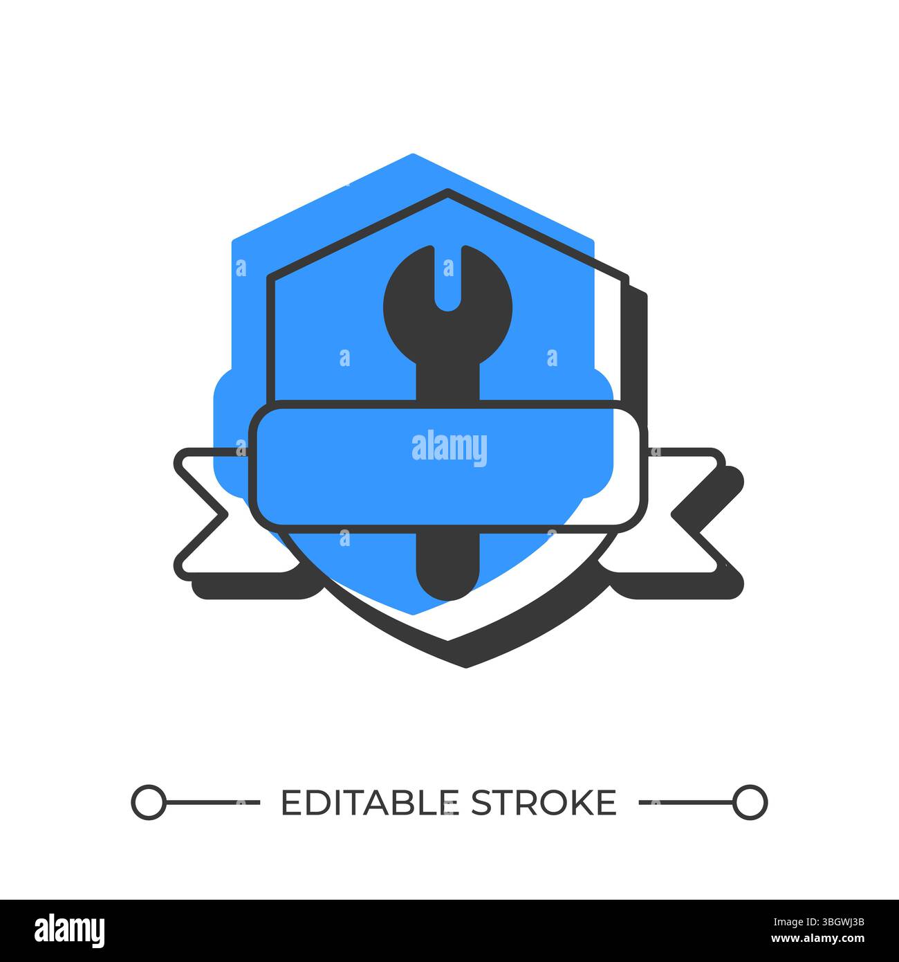 Repair service logo offset shadow line icon Stock Vector