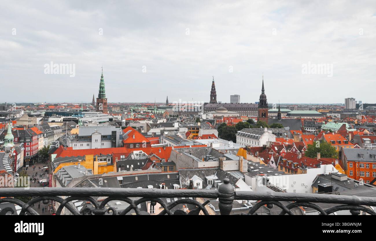 Copenhagen cityscape on cloudy day - panoramic view of city skyline and ... - Copenhagen Cityscape View